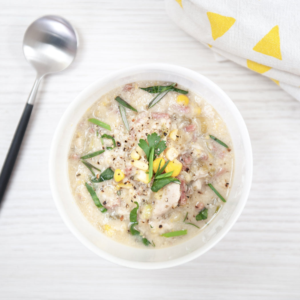 Chunky Chicken, Ham and Sweet Corn Soup (GF)